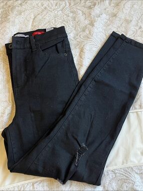 Celebrity Pink Black Skinny Jeans - Distressed Hem
